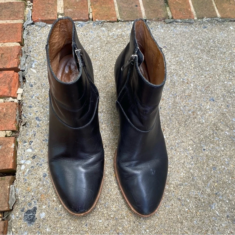 Madewell Boots Womens 9.5 Rosie Ankle Bootie Black Leather Side Zip Casual MA434